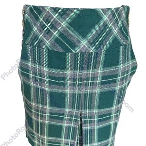 Ann Taylor Women's Green Plaid Size 0 Lined Skirt